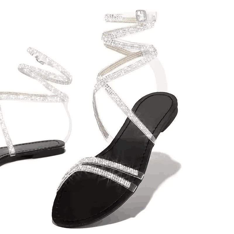 Flat Back Strap Of Straight Stripe Colored Diamond Sandals Little Luxuries