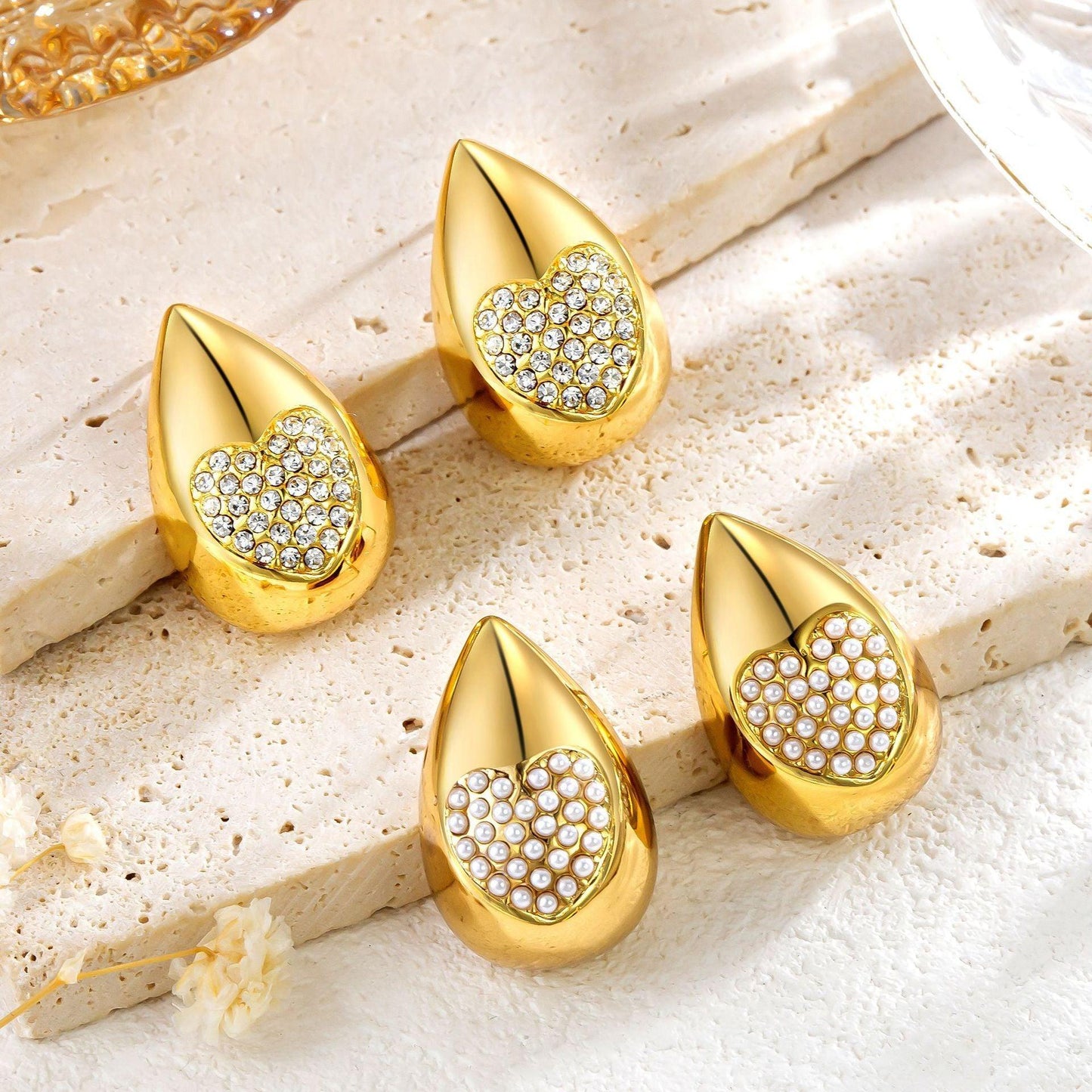 18K Gold Stainless Steel Simple Geometric Water Drop Ear Studs fashion earrings