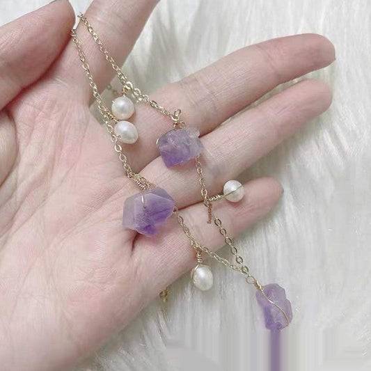 Natural Amethyst Deep Sea Pearl Necklace Ornament