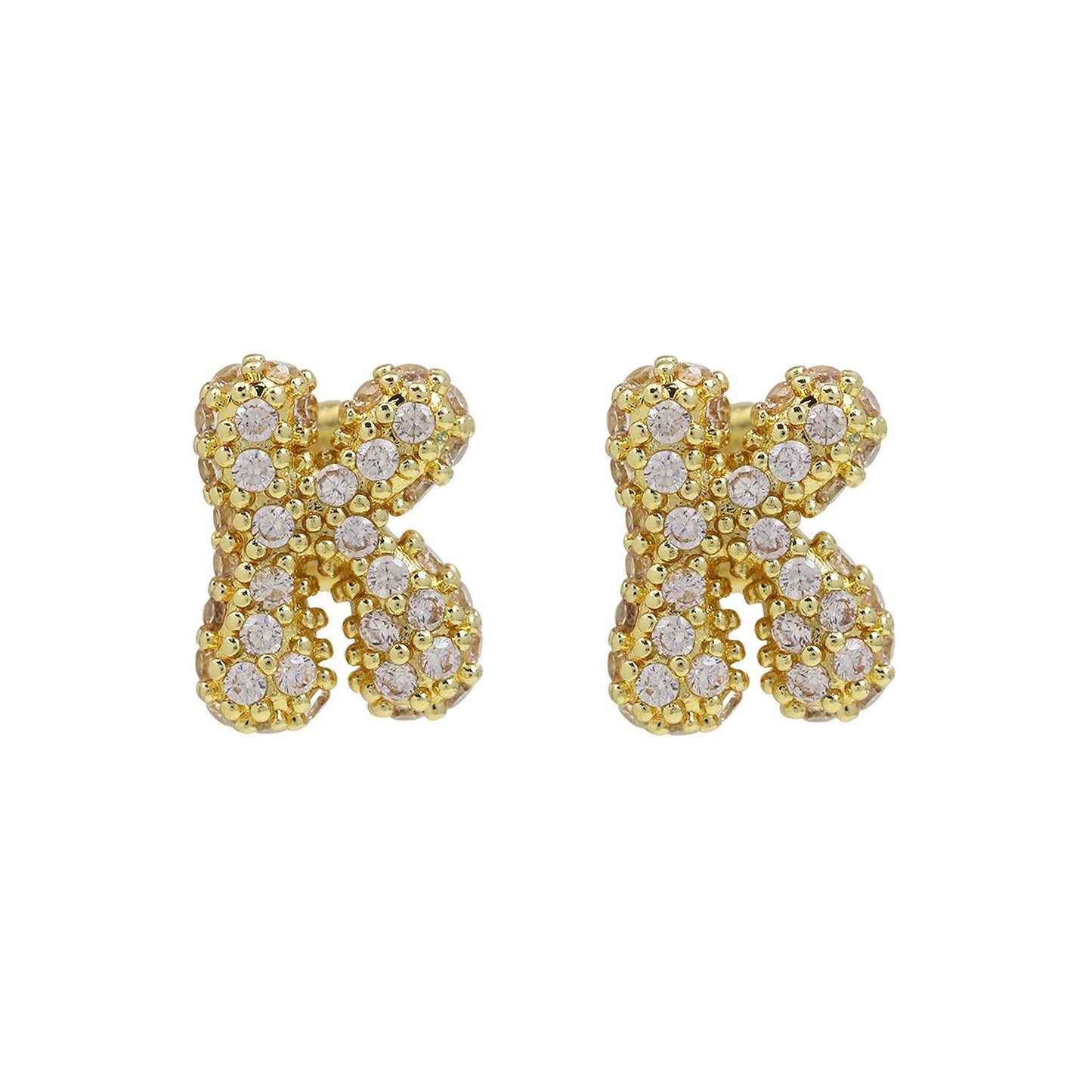 18K Brass Balloon Bubble Zircon Small Size Stud Earrings