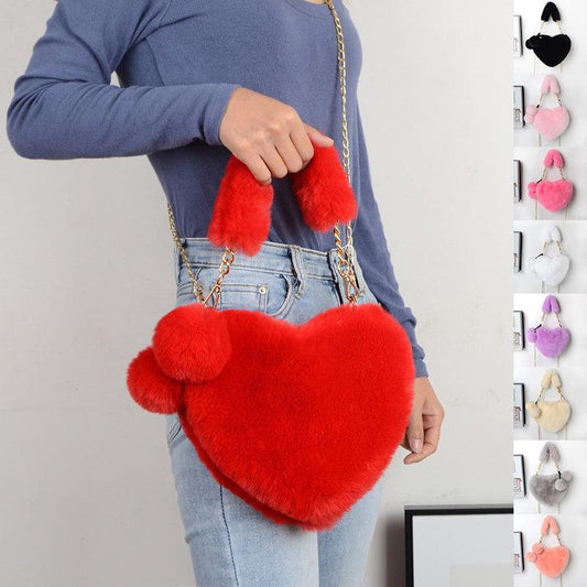 Love Bags Soft Plush Handbags Women Valentine's Day Party Bag