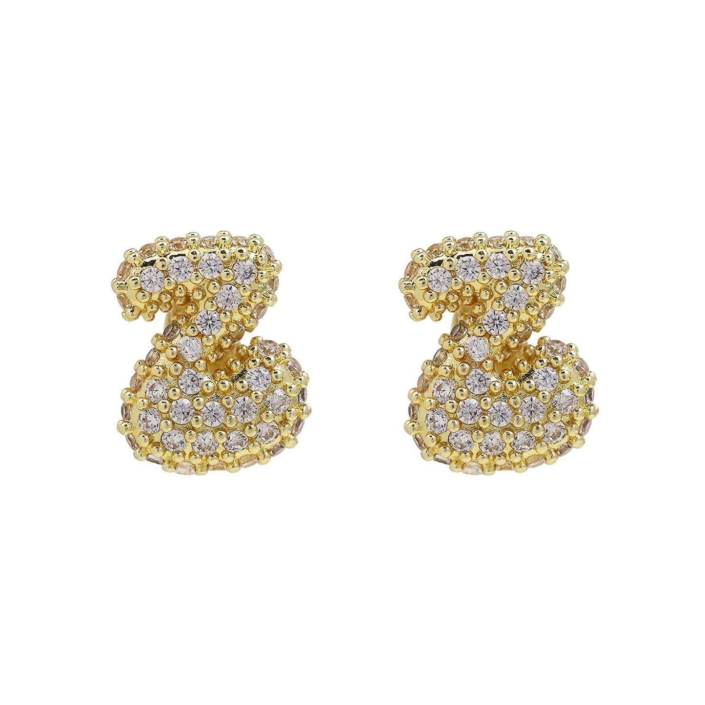 18K Brass Balloon Bubble Zircon Small Size Stud Earrings