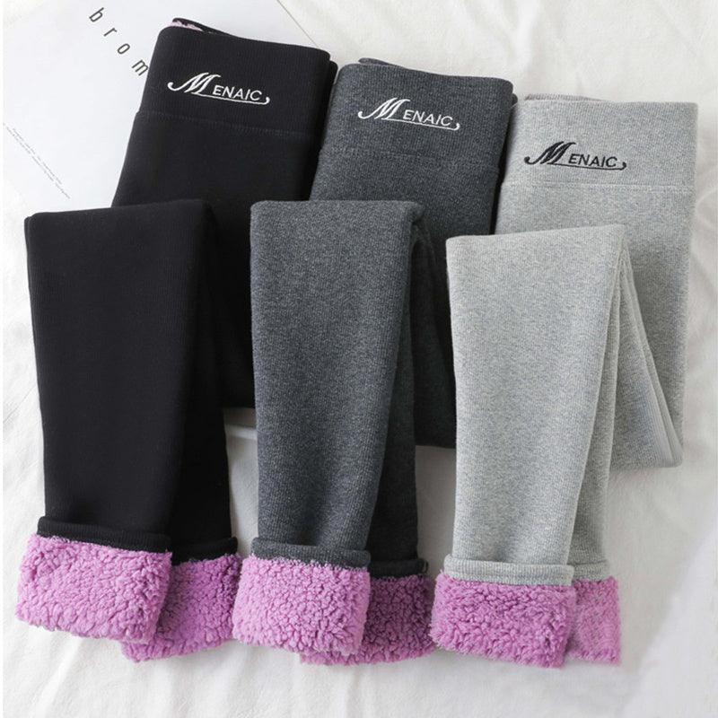 High Waist Plush Leggings Winter Warm Solid Slim Pants Fashion Trousers For Women Clothing