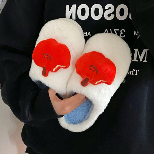 Cute Cartoon Plush Slippers Winter Warm Fleece Shoes Indoor Bedroom Floor Home Slipper For Women