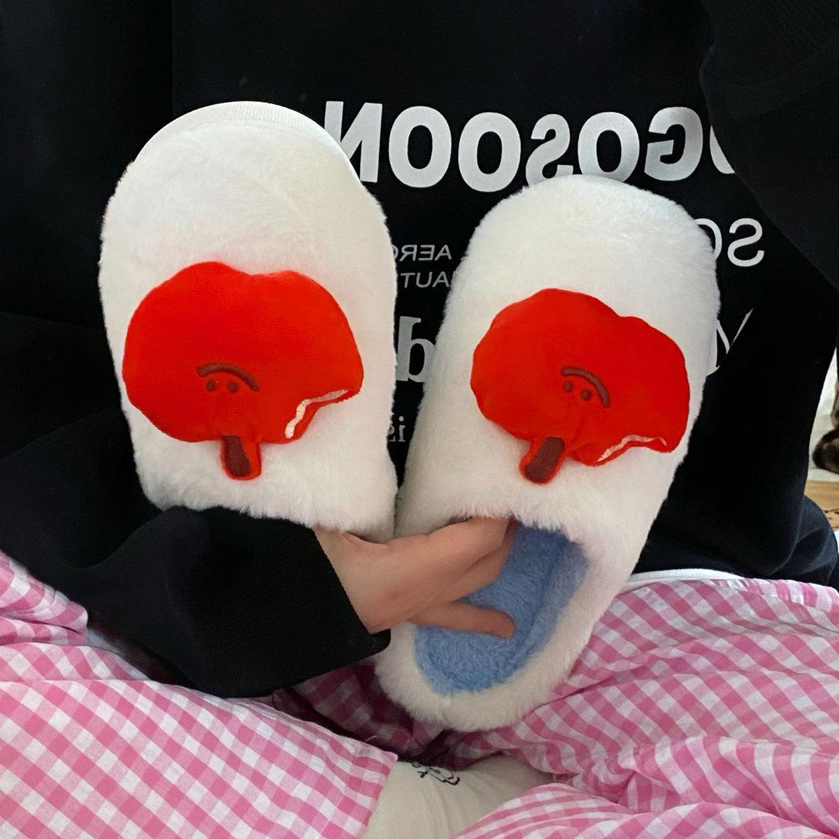 Cute Cartoon Plush Slippers Winter Warm Fleece Shoes Indoor Bedroom Floor Home Slipper For Women