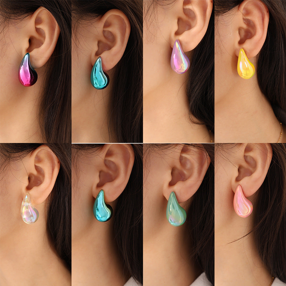 Gradient Color Hollow Water Drop Earrings Fashion Little Luxuries