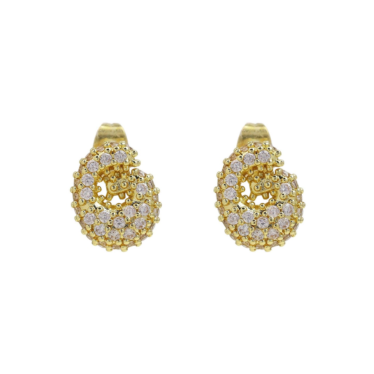 18K Brass Balloon Bubble Zircon Small Size Stud Earrings