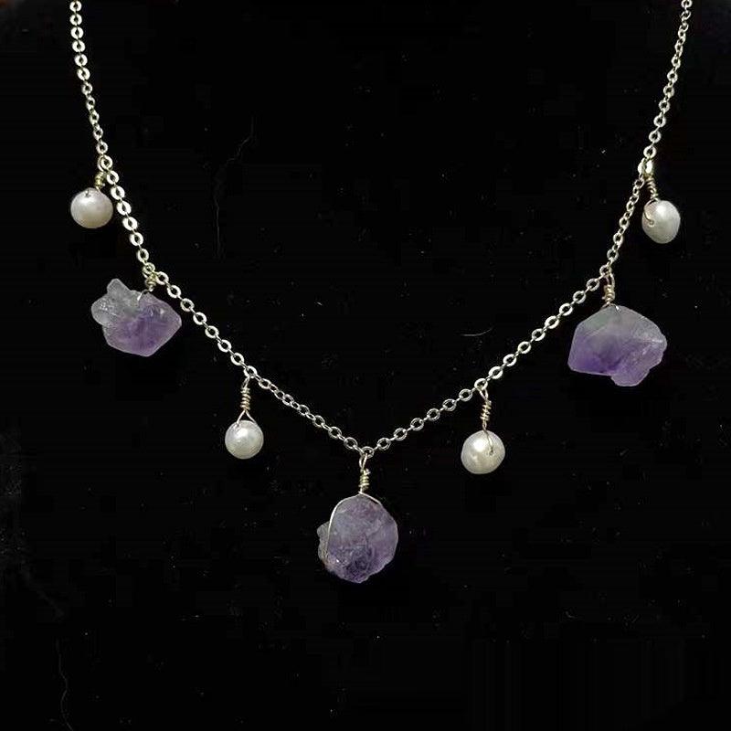 Natural Amethyst Deep Sea Pearl Necklace Ornament