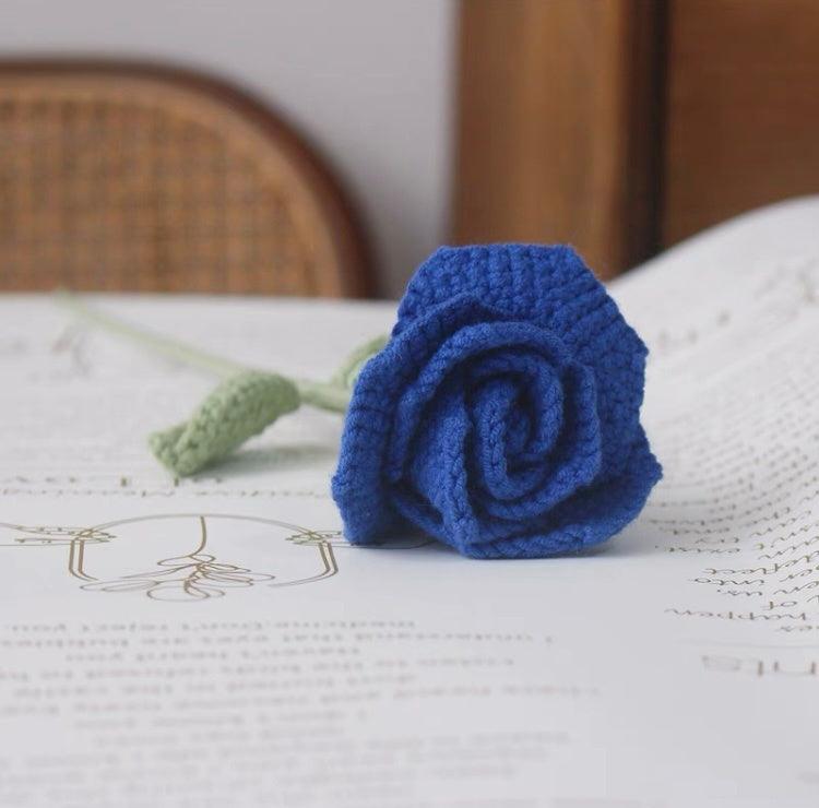 Hand Crocheted Red Rose White Bouquet