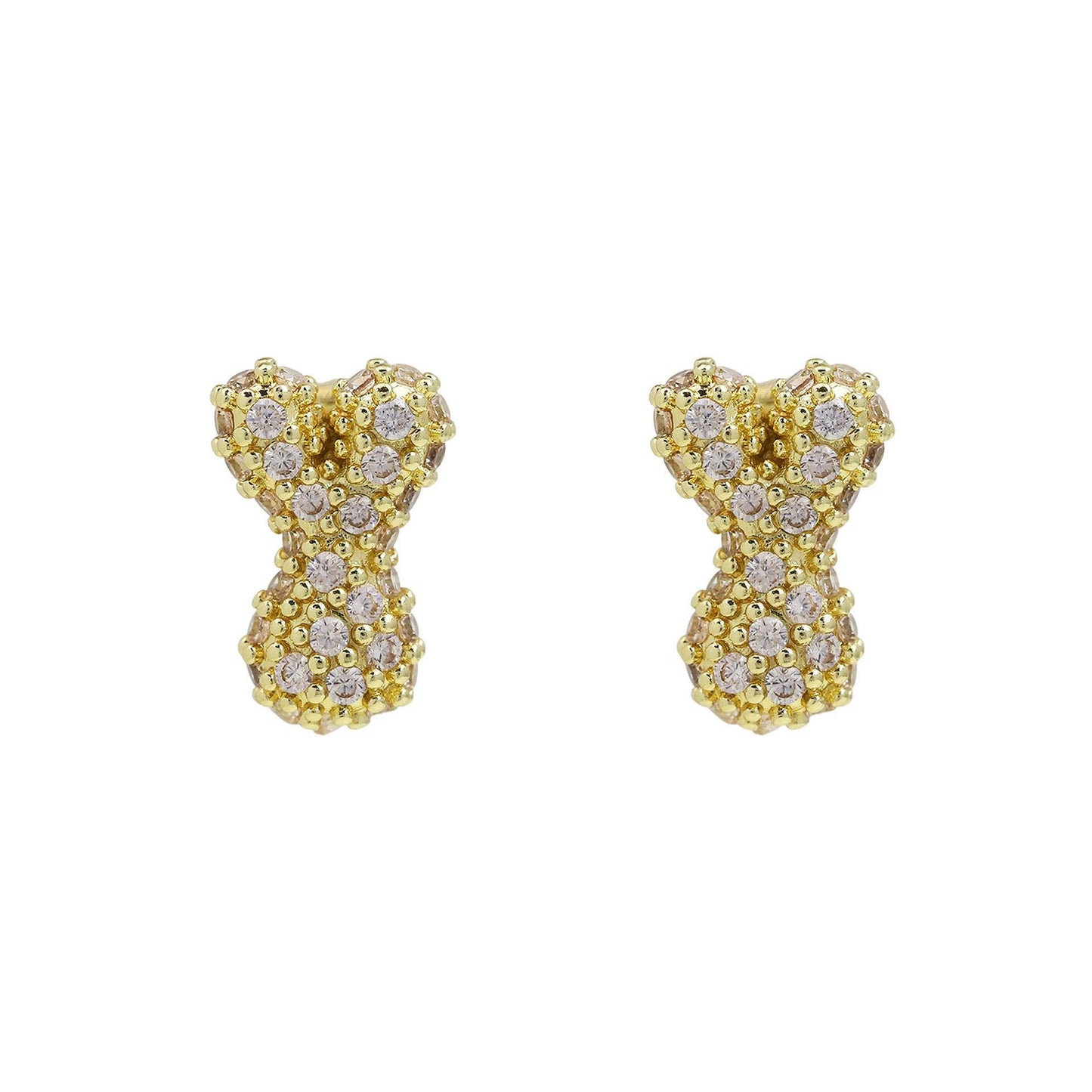 18K Brass Balloon Bubble Zircon Small Size Stud Earrings