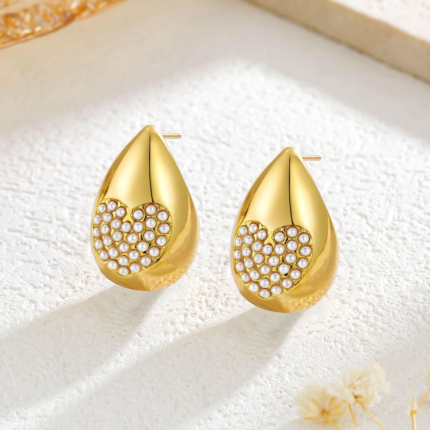 18K Gold Stainless Steel Simple Geometric Water Drop Ear Studs fashion earrings