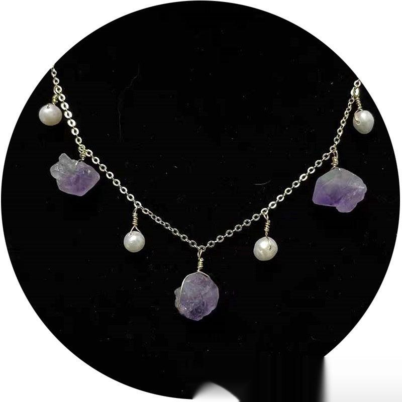 Natural Amethyst Deep Sea Pearl Necklace Ornament