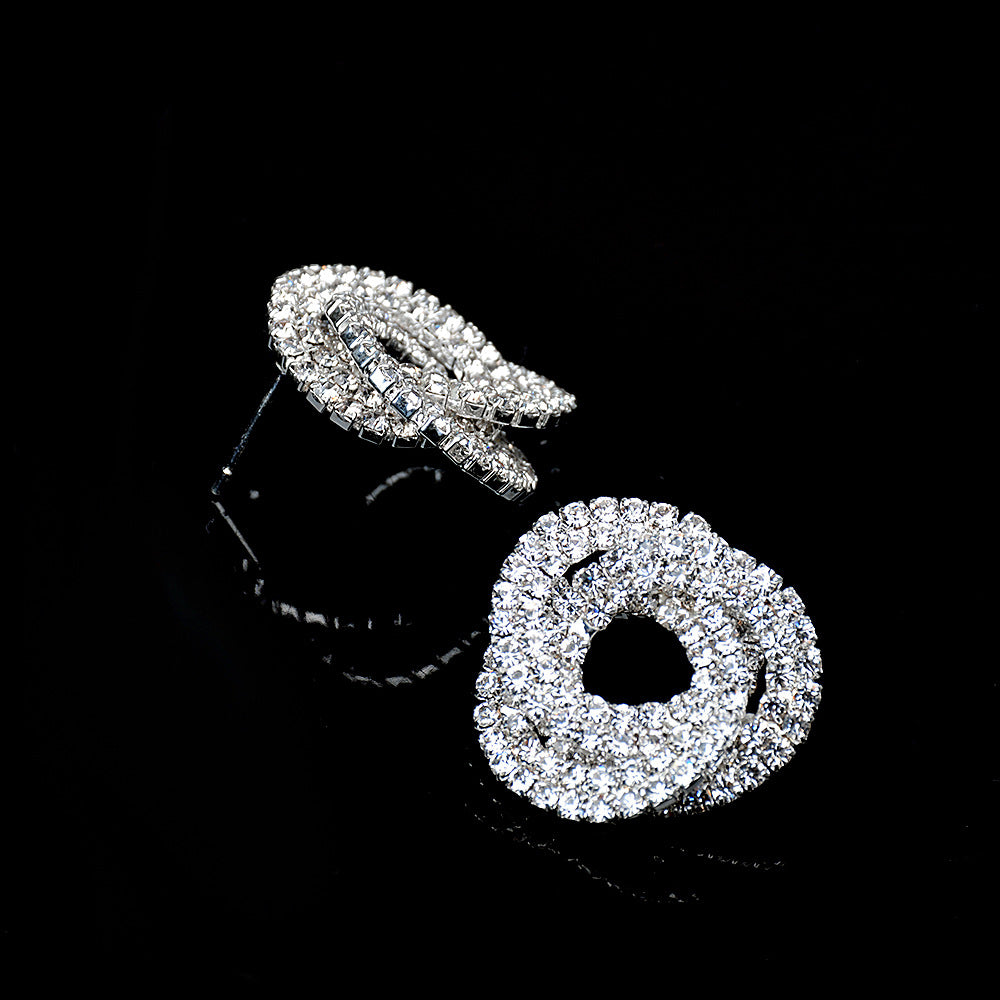 Full Diamond Round Studs Bridal Wedding