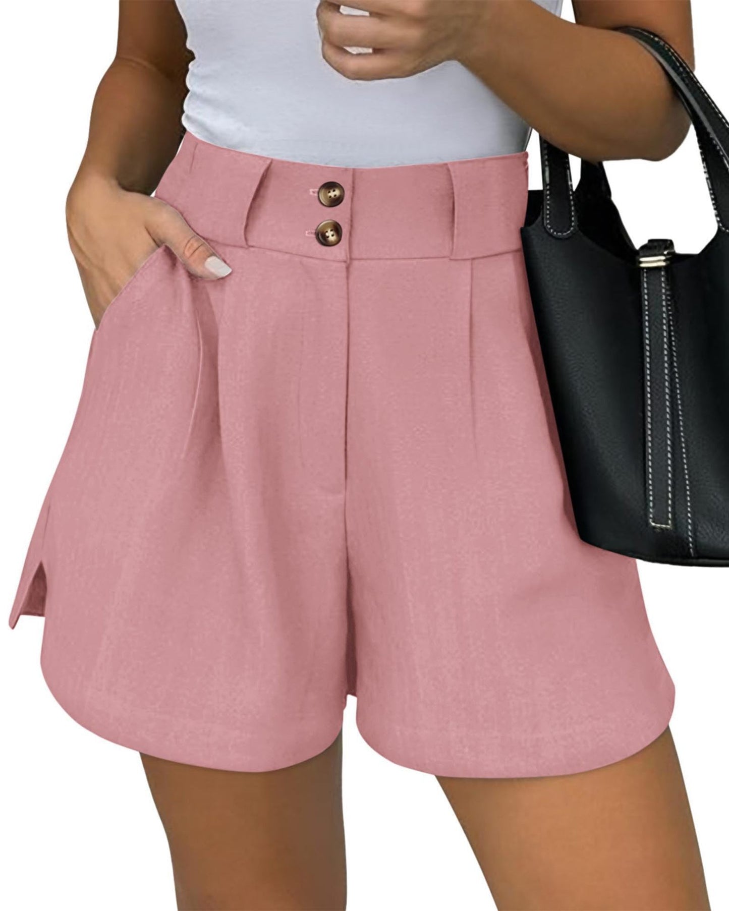 Shorts Pure Color Comfort Women's Clothing With Pockets