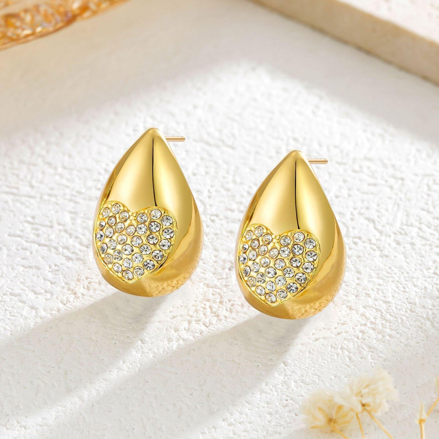 18K Gold Stainless Steel Simple Geometric Water Drop Ear Studs fashion earrings