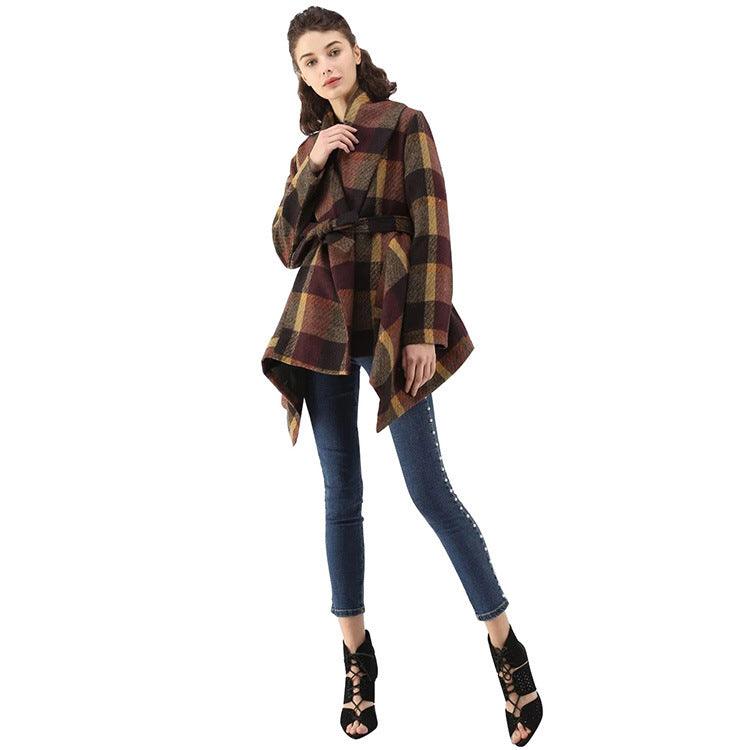 Woolen coat autumn and winter women's Plaid