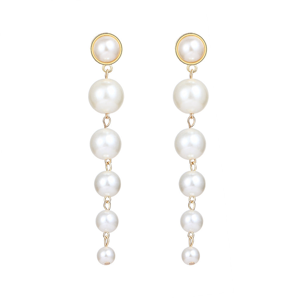 Vintage Pearl Creative Simple Pearl Long Earrings Little Luxuries