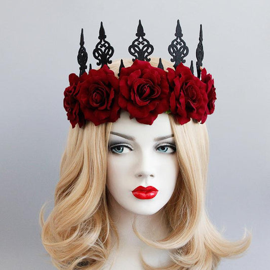 Vintage Red Rose Queen Hairband Halloween