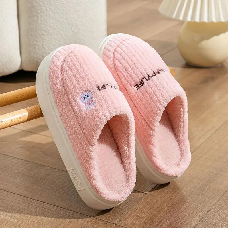 Cute Rabbit Slippers Winter Warm Home Shoes Non Slip Plush Bedroom Slippers Winter Slippers Little Luxuries Pink Rabbit 35or36 