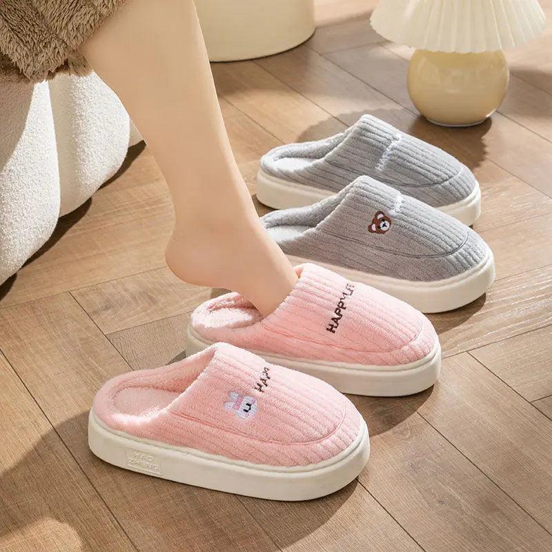 Cute Rabbit Slippers Winter Warm Home Shoes Non Slip Plush Bedroom Slippers Winter Slippers Little Luxuries 