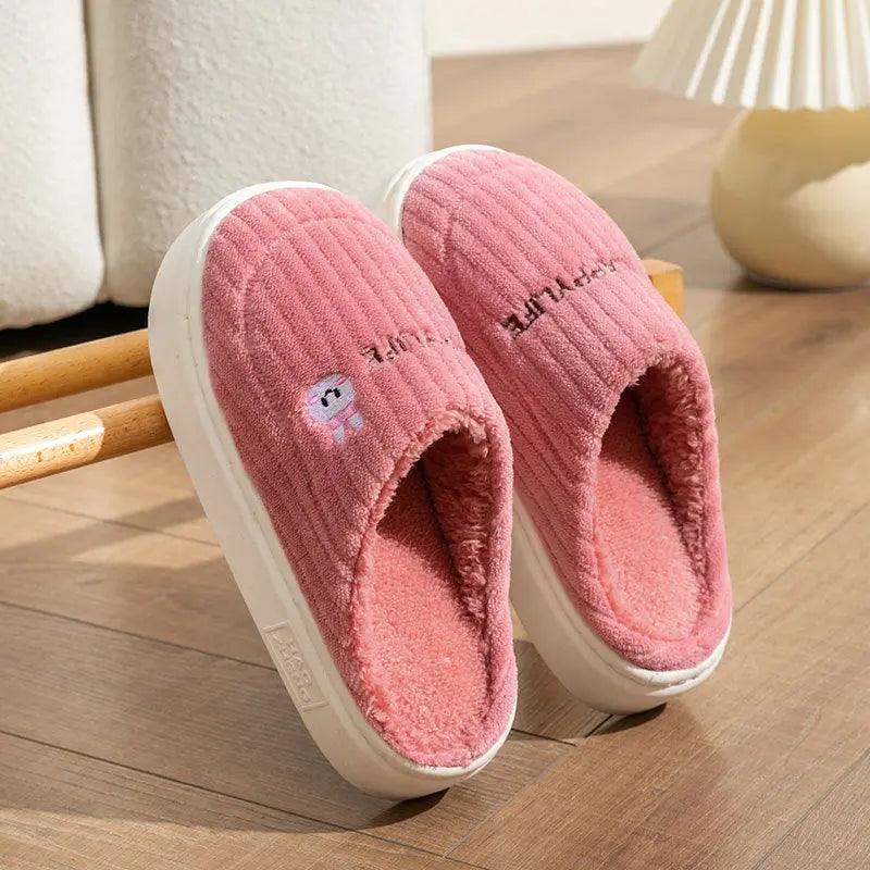 Cute Rabbit Slippers Winter Warm Home Shoes Non Slip Plush Bedroom Slippers Winter Slippers Little Luxuries Red Rabbit 35or36 