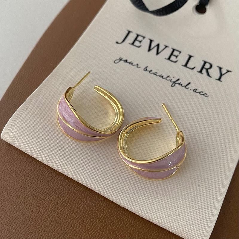 Retro Drip Glazed Round Simple Wild Earrings Women