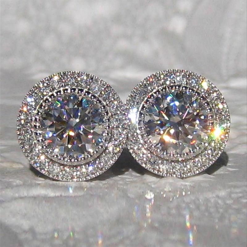 Inlaid Super Round Zircon Full-jeweled Stud Earrings Female