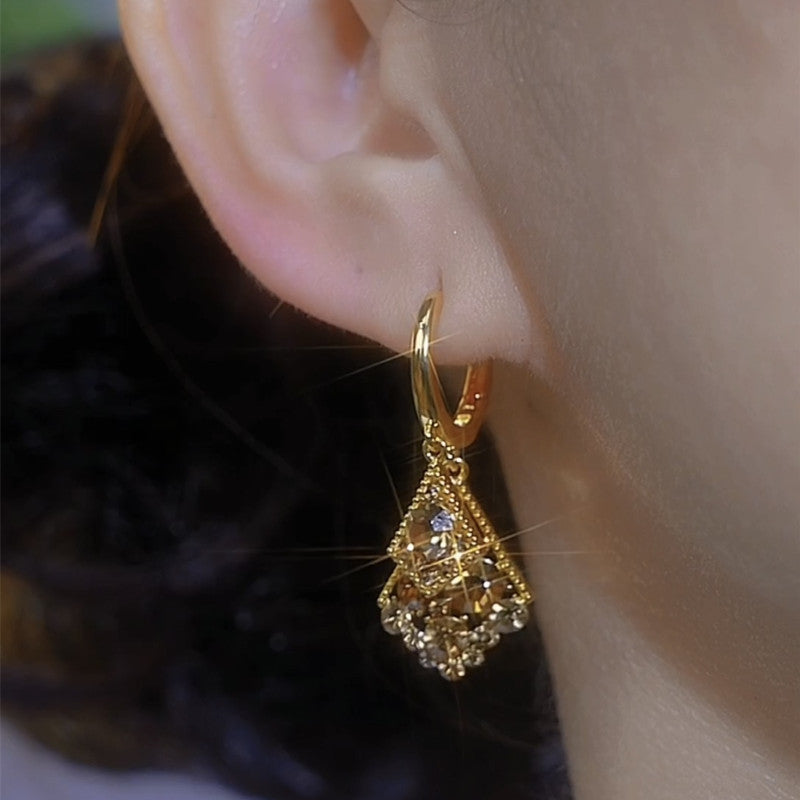 Maillard Brown Zircon Crystal Rhombus Earrings Little Luxuries