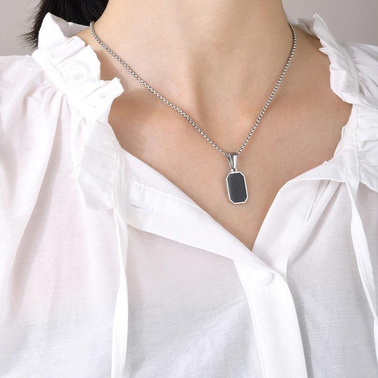 Titanium Steel Necklace Women's Stainless Steel Epoxy Geometric Pendant Necklace