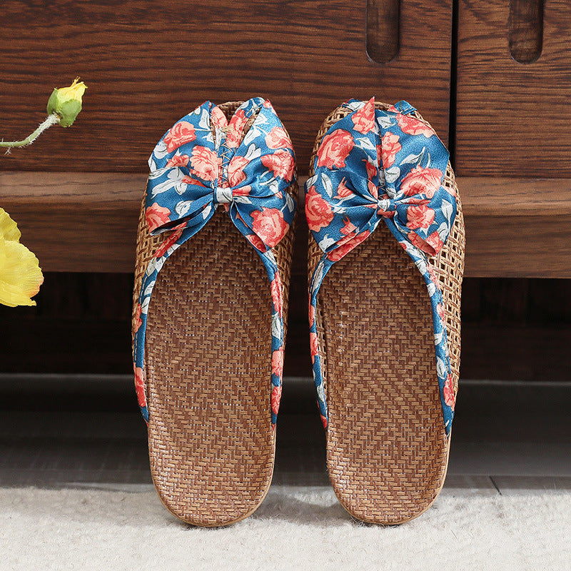 Home Breathable Indoor Rattan Slippers For Women