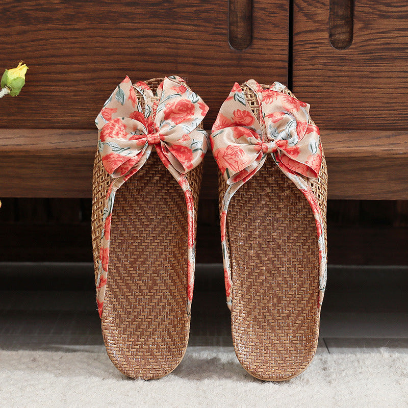 Home Breathable Indoor Rattan Slippers For Women