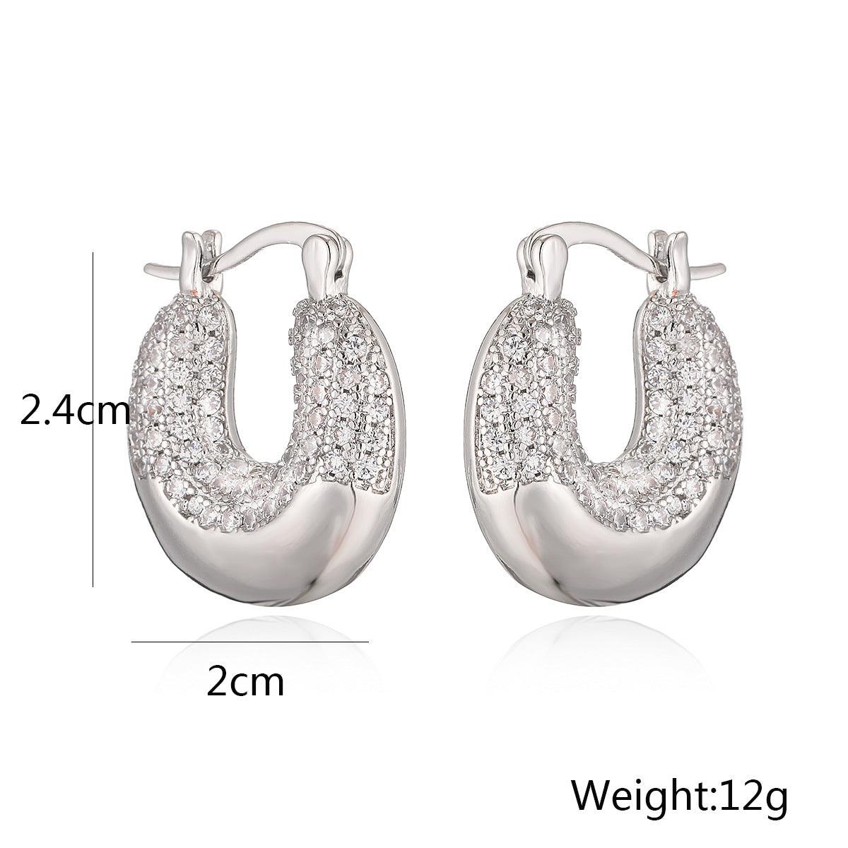 Light Luxury Copper Plating 18K Gold Zircon Geometric Earrings