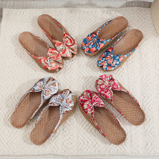 Home Breathable Indoor Rattan Slippers For Women