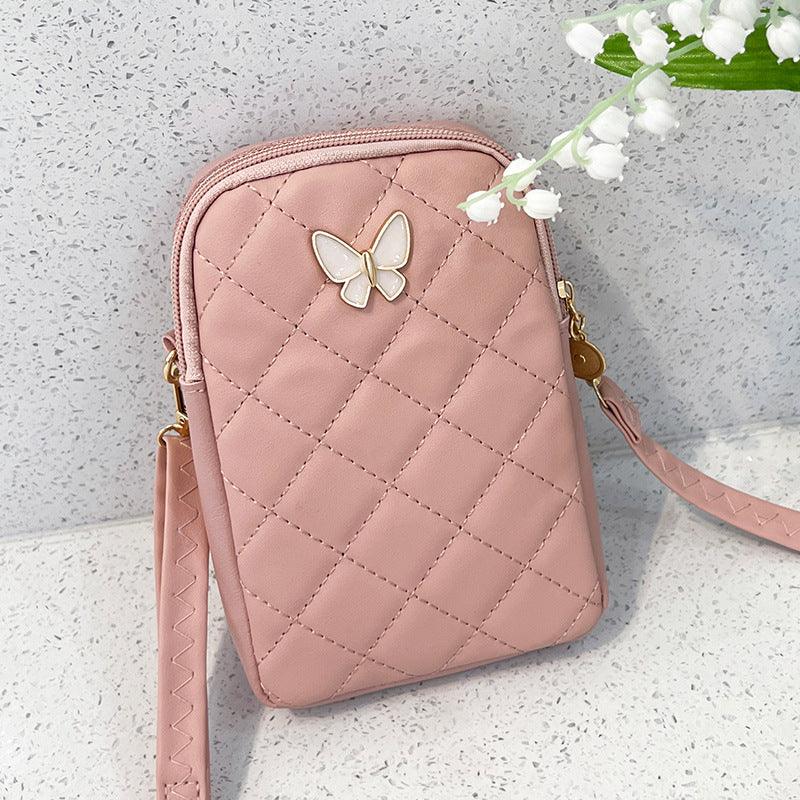 Embroidered Butterfly Rhombus Crossbody Bag