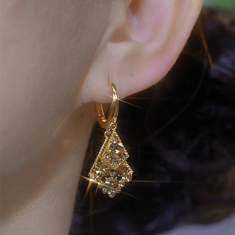 Maillard Brown Zircon Crystal Rhombus Earrings Little Luxuries