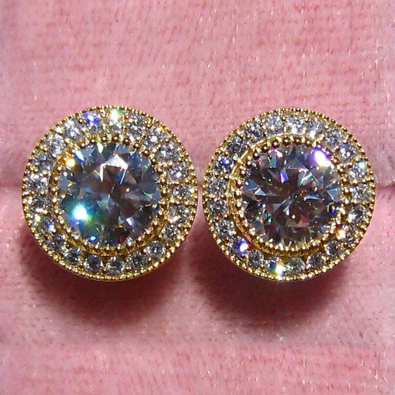 Inlaid Super Round Zircon Full-jeweled Stud Earrings Female