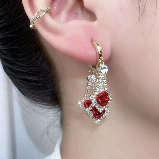 Elegant Diamond Rhinestone Lovely Rose Earrings Little Luxuries