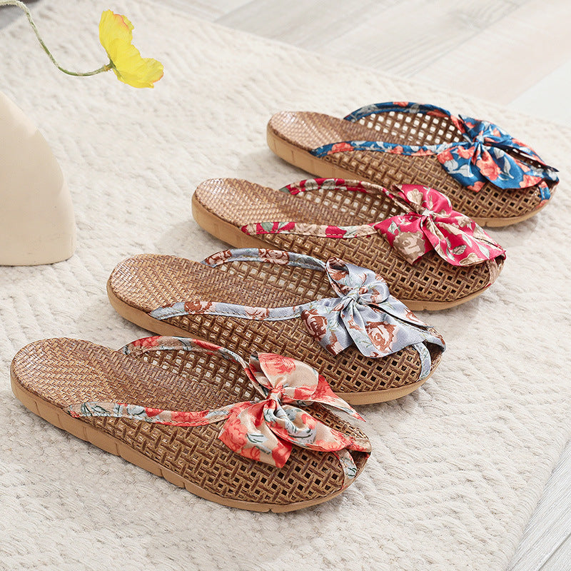 Home Breathable Indoor Rattan Slippers For Women