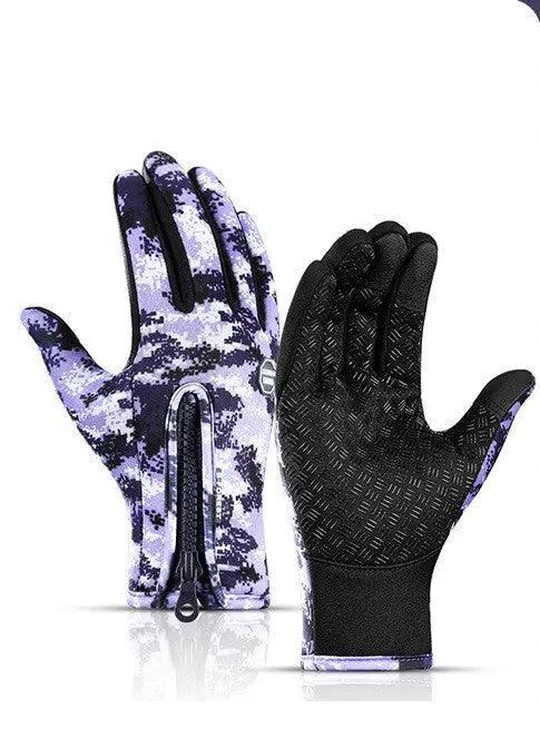 Winter Gloves Touch Screen Riding Motorcycle Sliding Waterproof Sports Gloves With Fleece winter gloves Little Luxuries A Purple L 