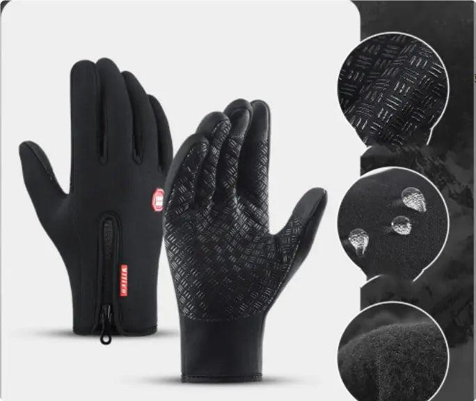 Winter Gloves Touch Screen Riding Motorcycle Sliding Waterproof Sports Gloves With Fleece winter gloves Little Luxuries Black L 