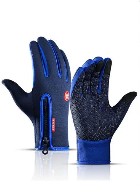 Winter Gloves Touch Screen Riding Motorcycle Sliding Waterproof Sports Gloves With Fleece winter gloves Little Luxuries Blue L 