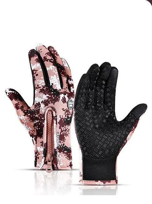 Winter Gloves Touch Screen Riding Motorcycle Sliding Waterproof Sports Gloves With Fleece winter gloves Little Luxuries Coffee color L 