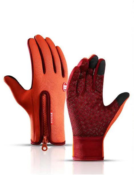 Winter Gloves Touch Screen Riding Motorcycle Sliding Waterproof Sports Gloves With Fleece winter gloves Little Luxuries Orange L 