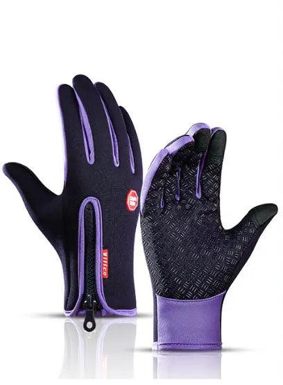 Winter Gloves Touch Screen Riding Motorcycle Sliding Waterproof Sports Gloves With Fleece winter gloves Little Luxuries Purple L 