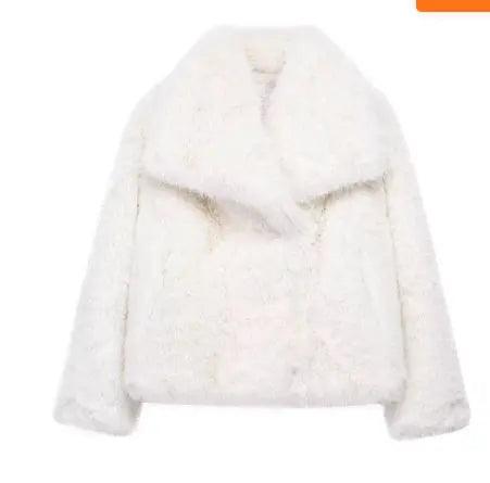 Winter Plush Coat Fashion Thicken Lapel Outwear Casual Long Sleeve Tops Womens Clothing coats Little Luxuries 