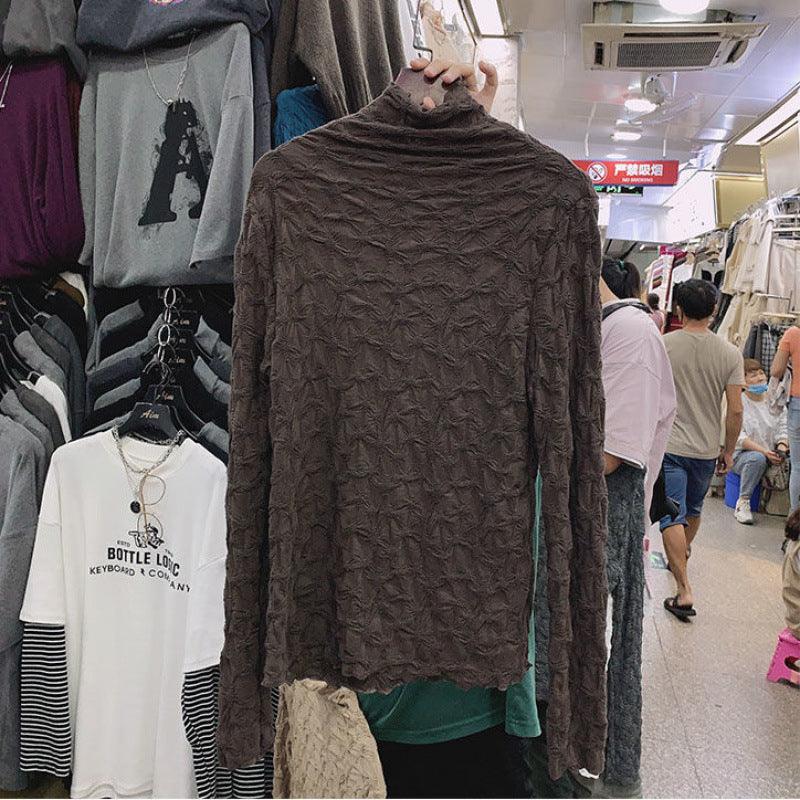 Autumn And Winter Brown Long-sleeved T-shirt Female All-matching Slim Fit