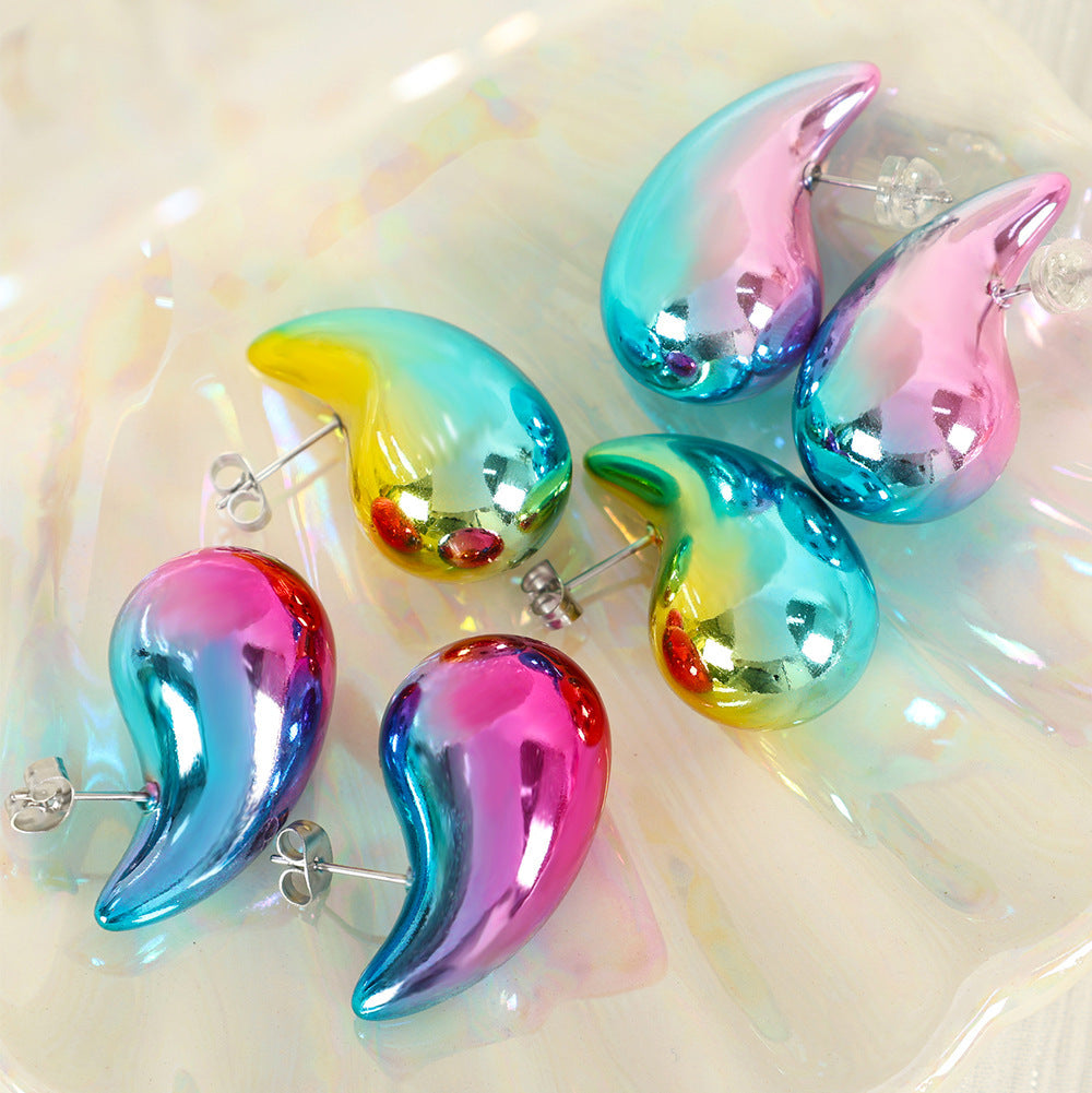 Gradient Color Hollow Water Drop Earrings Fashion Little Luxuries