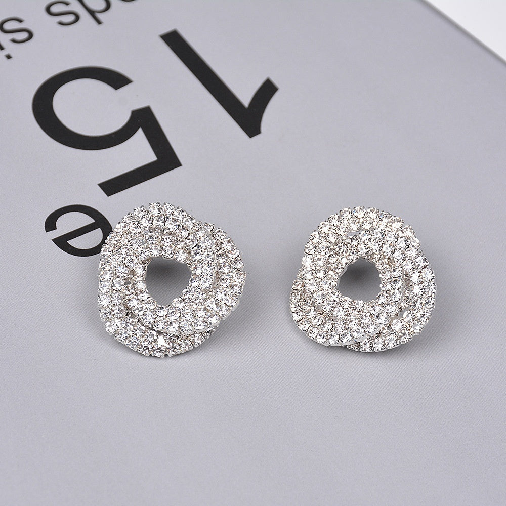 Full Diamond Round Studs Bridal Wedding