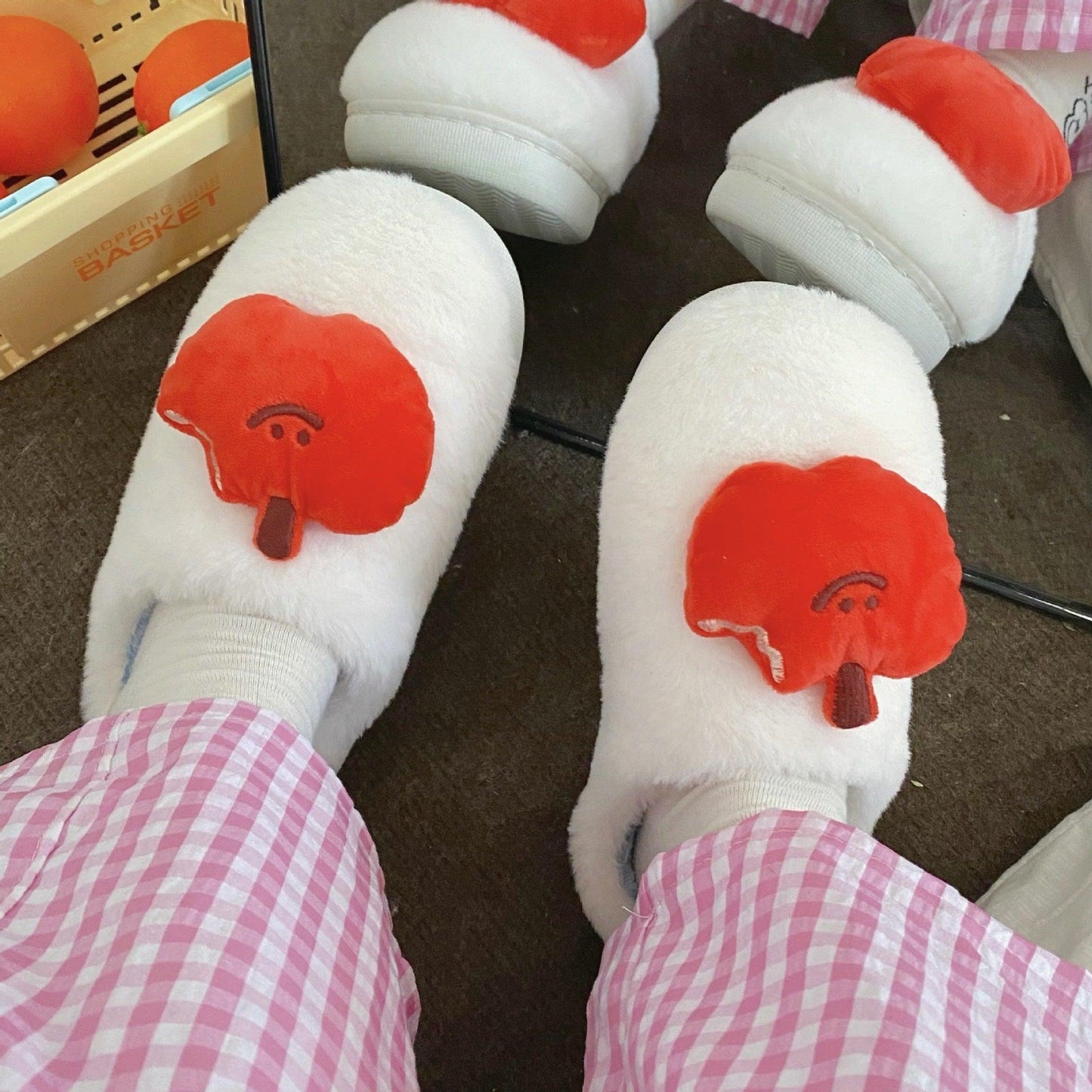 Cute Cartoon Plush Slippers Winter Warm Fleece Shoes Indoor Bedroom Floor Home Slipper For Women