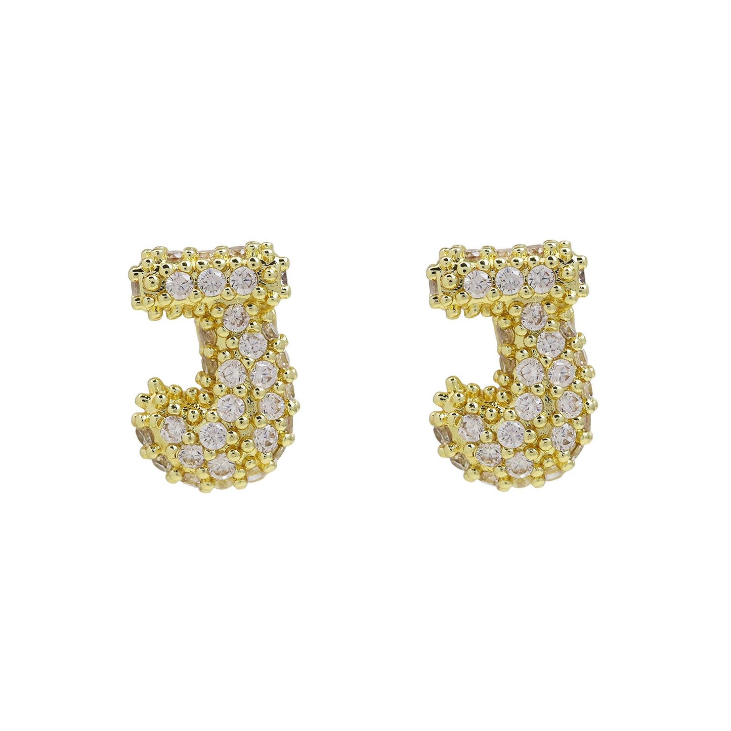 18K Brass Balloon Bubble Zircon Small Size Stud Earrings